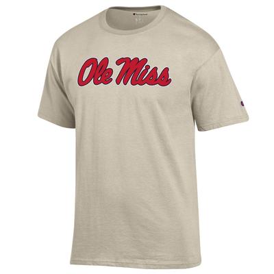 SCRIPT OLE MISS BASIC SHORT SLEEVE TEE OATMEAL