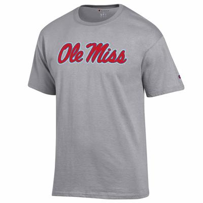 SCRIPT OLE MISS BASIC SHORT SLEEVE TEE OXFORD_GREY