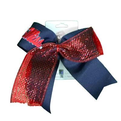 OLE MISS GLITZY MESH CHEER BOW