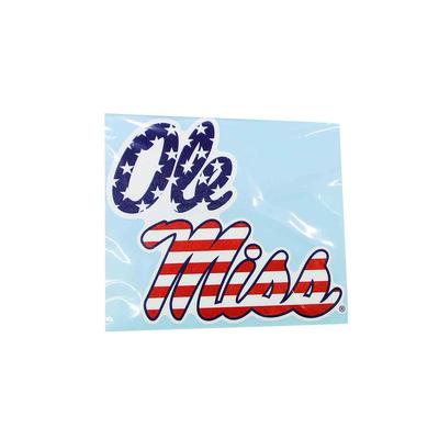 4IN STACKED OLE MISS AMERICAN FLAG DECAL