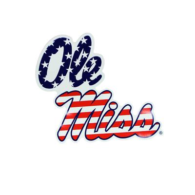 12IN STACKED OLE MISS AMERICAN FLAG MAGNET MULTI