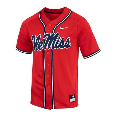 OLE MISS FULL BUTTON BASEBALL JERSEY