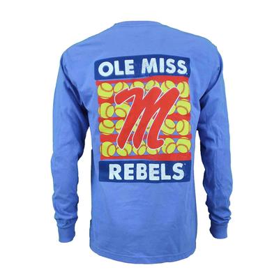 CLEARANCE OLE MISS REBELS SOFTBALL STRIPES LS COMFORT COLORS TEE