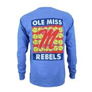 CLEARANCE OLE MISS REBELS SOFTBALL STRIPES LS COMFORT COLORS TEE