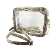 OLE MISS CAMERA CROSSBODY FAUX SNAKE SKIN CLEAR PURSE