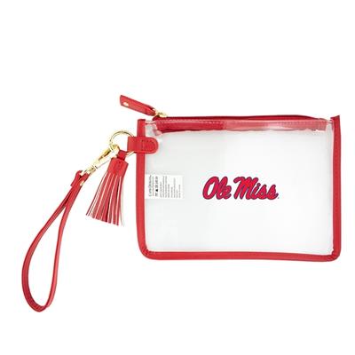 OLE MISS WRISTLET CLEAR PURSE RED