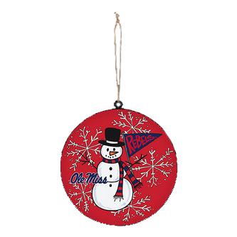 OLE MISS SNOWMAN METAL ORNAMENT