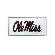 SCRIPT OLE MISS PRINTED METAL LICENSE PLATE TAG