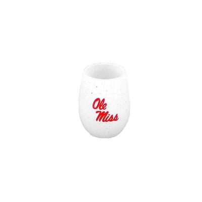 OLE MISS RED SPECKLED GRANITE STEMLESS WINE GLASS