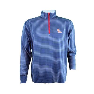 OLE MISS STRIPE QTR ZIP PULLOVER