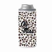 OLE MISS 12OZ NEUTRAL LEOPARD PRINT SLIM CAN COOLIE