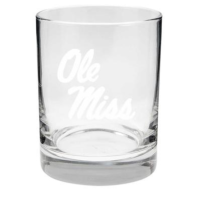 14 OZ OLE MISS ETCHED ROCK GLASS