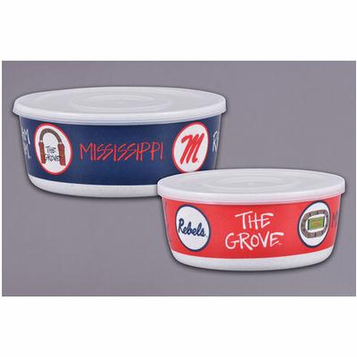 OLE MISS MELAMINE 2 CONTAINER SET WITH LIDS