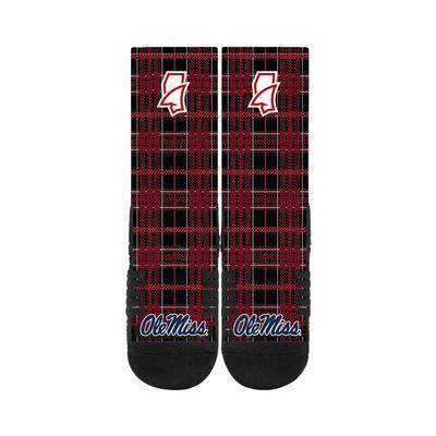 OLE MISS LANDSHARK PLAID SOCKS