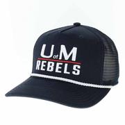 U OF M NAVY WHITE ROPE TRUCKER HAT  