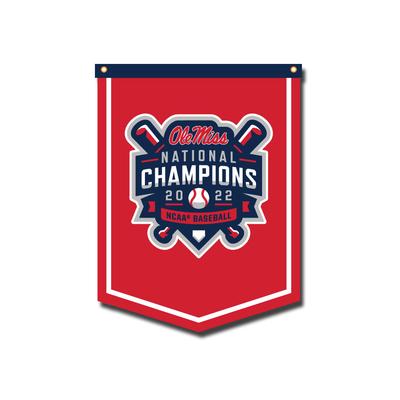 OLE MISS CWS CHAMPIONS LOGO 18X24 BANNER