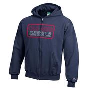 OLE MISS REBELS ROUNDED BOX POWERBLEND FULL ZIP HOOD