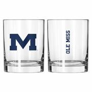 OLE MISS 14OZ GAMEDAY ROCKS GLASS