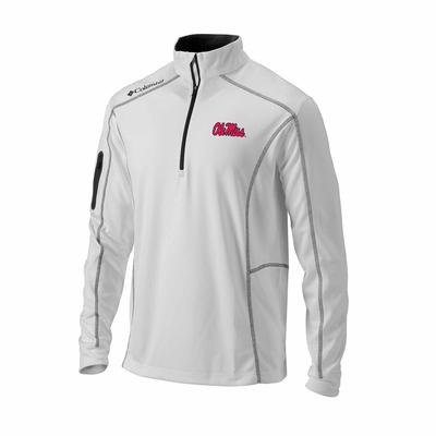 SCRIPT OLE MISS MENS OMNI-ICK SHOTGUN QTR ZIP WHITE