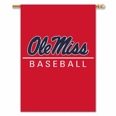 RED 28X40 OLE MISS BASEBALL BANNER