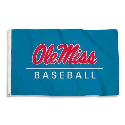 LT BLUE 3X5 OLE MISS BASEBALL FLAG