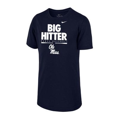 NIKE BIG HITTER REBEL BASEBALL SS LEGEND YOUTH TEE NAVY