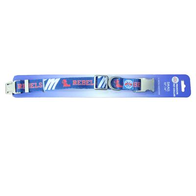 OLE MISS PREMIUM PET COLLAR METAL HARDWARE