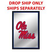 OLE MISS REBELS: STACKED LOGO - FRAMED MIRRORED WALL SIGN