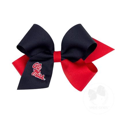 MEDIUM TWO-TONE OLE MISS GROSGRAIN BOW