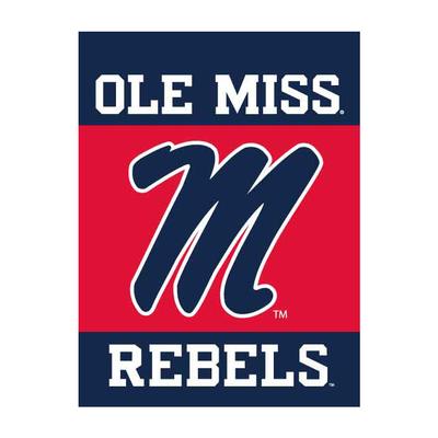 OLE MISS SCRIPT M REBELS 30X40 BANNER