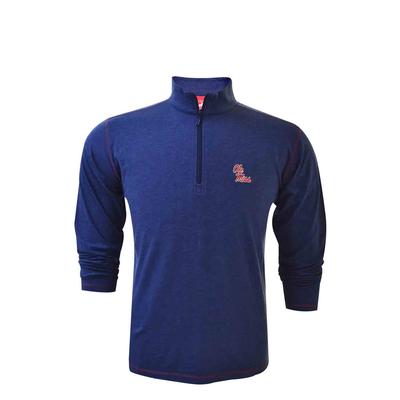 STACKED OLE MISS QTR ZIP LIGHT WEIGHT MELANGE PULLOVER