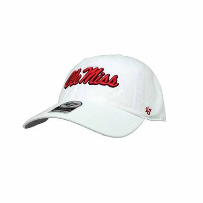 SCRIPT OLE MISS CLEAN UP CAP WHITE