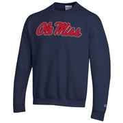 BIG AND TALL SCRIPT OLE MISS FLEECE CREW