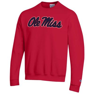 BIG AND TALL SCRIPT OLE MISS FLEECE CREW RED