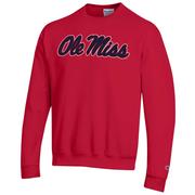 BIG AND TALL SCRIPT OLE MISS FLEECE CREW