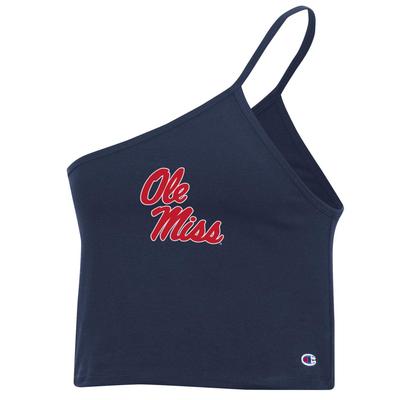 OLE MISS ONE-SHOULDER CROPPED CAMI NAVY