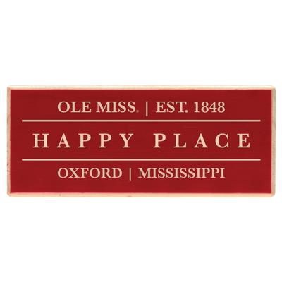 OLE MISS HAPPY PLACE WOODEN BLOCK MAGNET