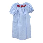 EMBROIDERED OLEMISS SMOCKED SHORT SLEEVE DRESS