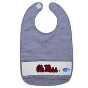 SCRIPT OLEMISS EMBROIDERED GINGHAM BABY BIB