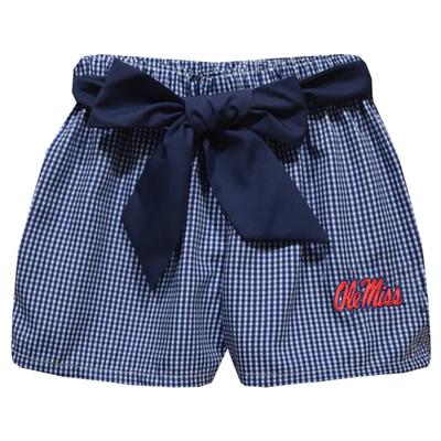 SCRIPT OLEMISS EMBROIDERED GINGHAM SHORTS WITH BOW