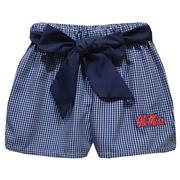 SCRIPT OLEMISS EMBROIDERED GINGHAM SHORTS WITH BOW
