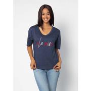 OLE MISS MULTI SCRIPT V-HAPPY JERSEY SHORT SLEEVE TEE