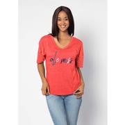 OLE MISS MULTI SCRIPT V-HAPPY JERSEY SHORT SLEEVE TEE