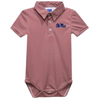 OLE MISS EMBROIDERED RED STRIPE KNIT POLO