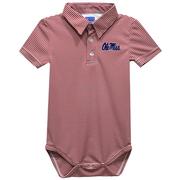 OLE MISS EMBROIDERED RED STRIPE KNIT POLO