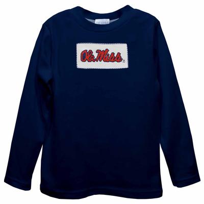 LS OLE MISS SMOCKED KNIT TEE