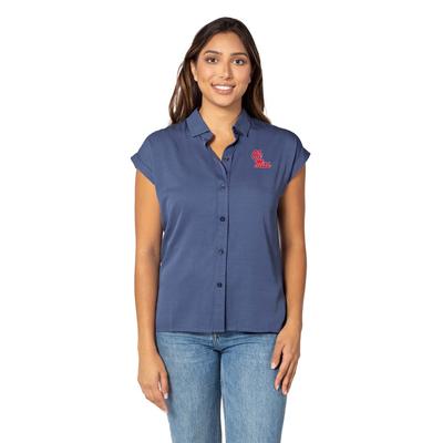 OLE MISS LUX WASH SHORT SLEEVE BUTTON UP