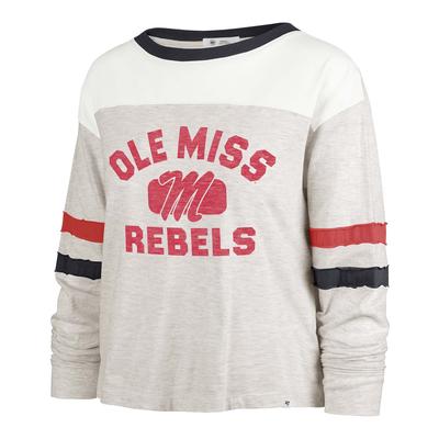 Women's 5th & Ocean by New Era White Ole Miss Rebels Lace-Up V-Neck T