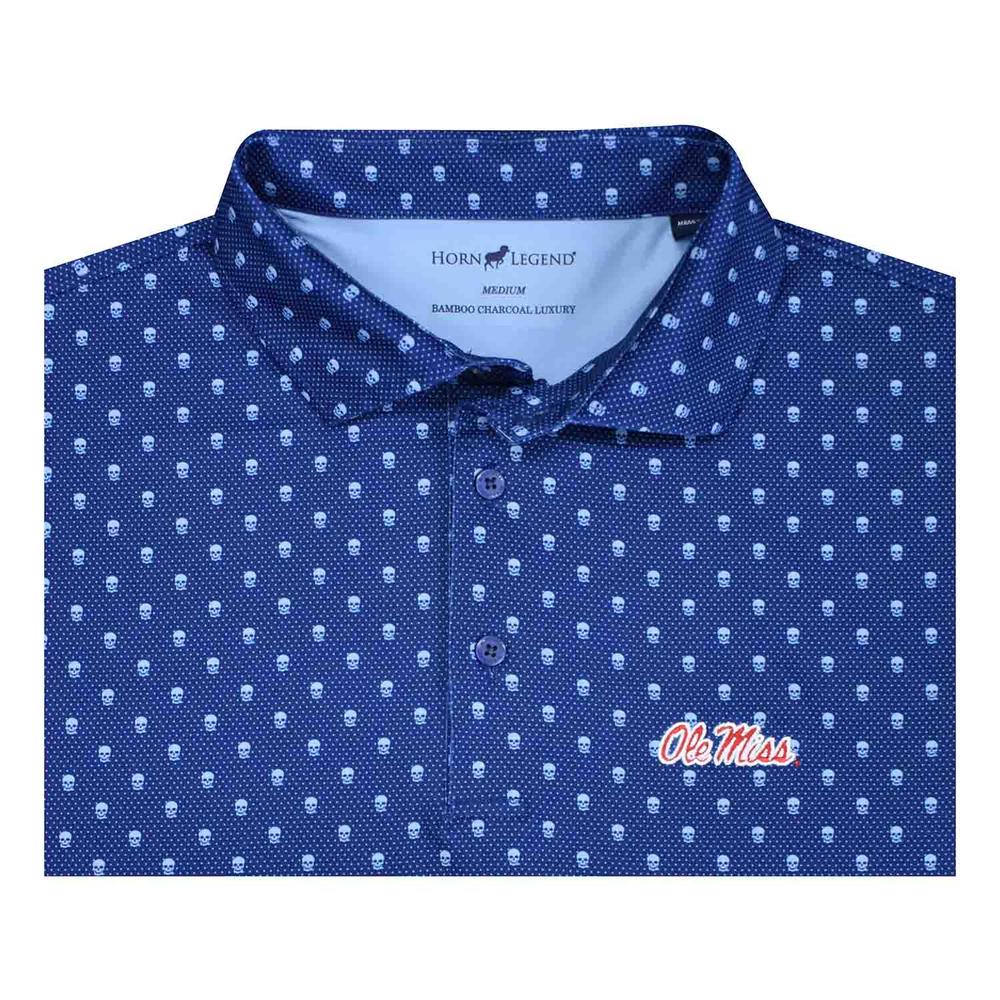 OLE MISS BAMBOO CHARCOAL SKULL DOTS POLO