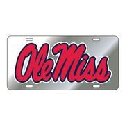 ACRYLIC LICENSE PLATE TAG W REFLECTIVE SCRIPT OLE MISS